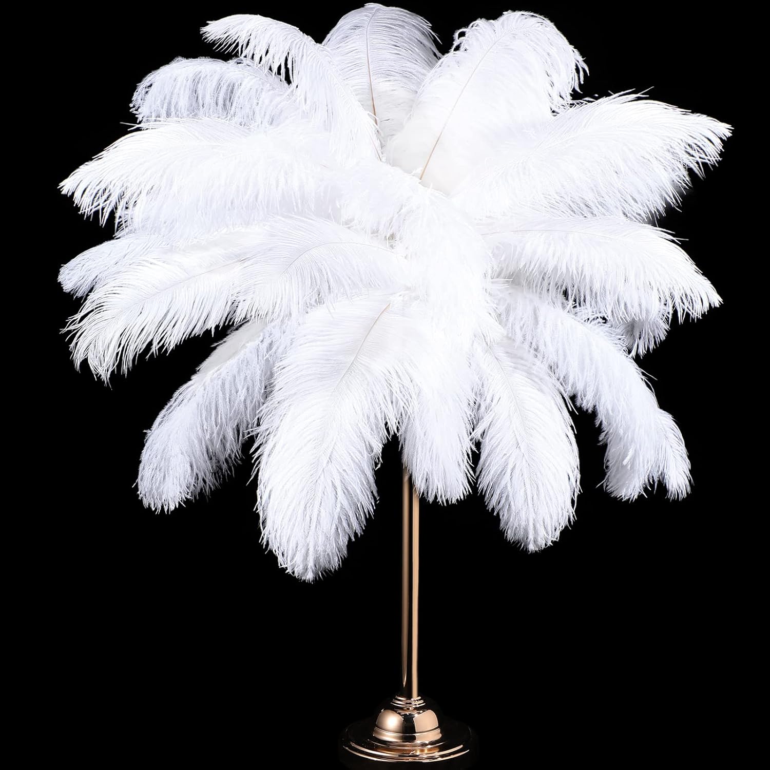 Retrowavy 30 Pcs 14-16 Inches Large Natural Ostrich Feathers Bulk for Centerpieces for Wedding Party Centerpieces Home Decoration Flower Arrangement (White)