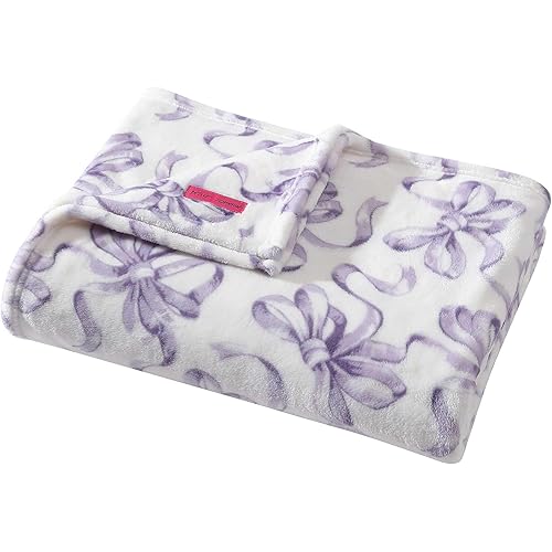 Betsey Johnson - Blanket, Ultra-Soft Plush Bedding, Warm & Cozy, Oversized Room Essentials (Ballet Bows Purple, Full/Queen)