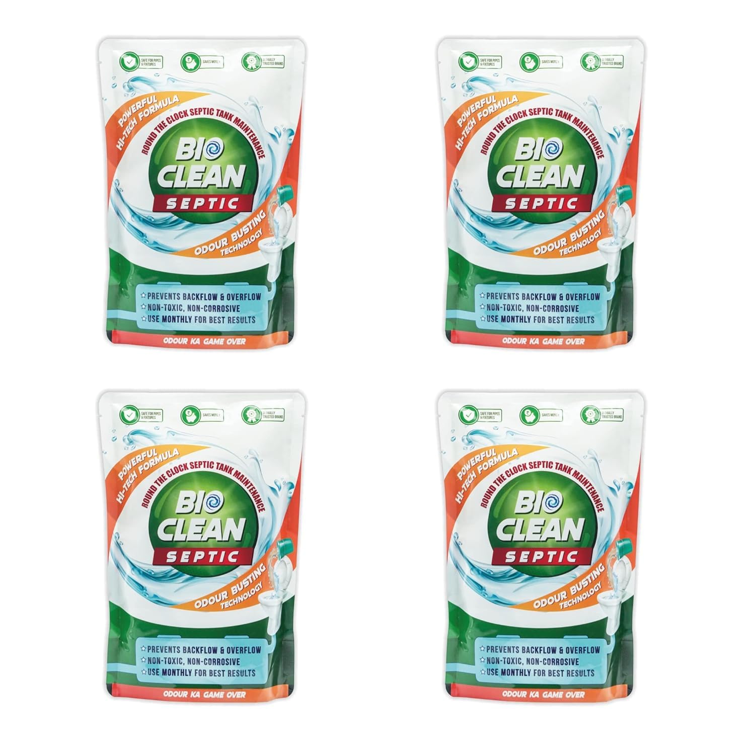 Organica Bioclean Septic Tank Cleaner|Free Septic Safe Toilet cleaner|Odour Busting Bacteria Powder|Stops Sludge buildup|Reduces backflow & overflow|Safe for all pipes & septic tank|4 Pack 250gm x 4 (B0D2XRFTQX) Amazon Price History, Amazon Price Tracker