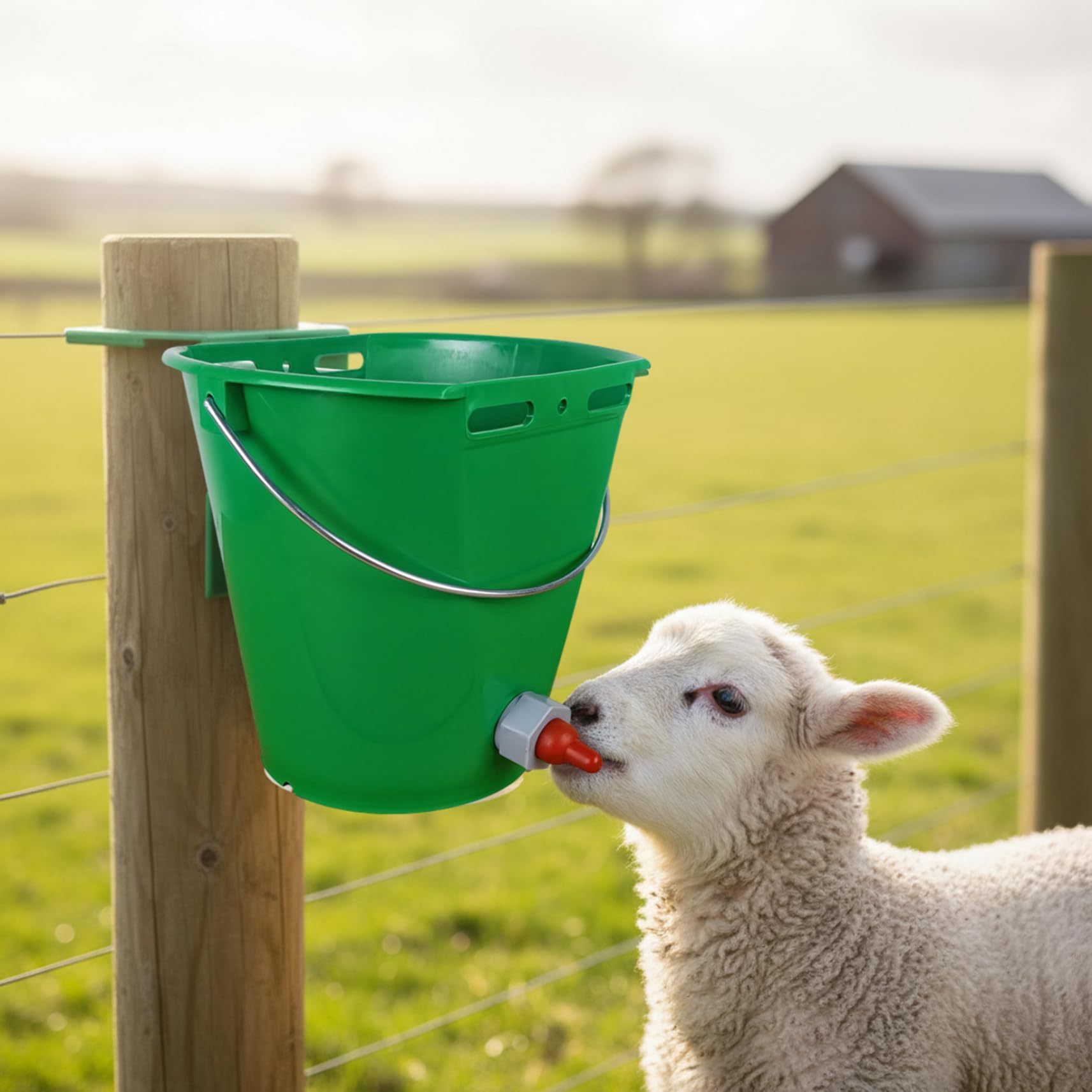 Seau d'alimentation en plastique pour lait, 8 L Seau d'alimentation pour agneaux capacité Mangeoire pour chèvres laitières avec tétine, pot ' pour animaux (1 ouverture)