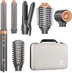 Brosse sèche-cheveux Air Styler: double tension 7 en 1 Outils de styling multi-soniques avec chaud Air Straightener, Convertisseurs d'enveloppes automatiques, Volumiseur sans frisottis, Lissage et lissage du curling à séchage rapide (Grey)