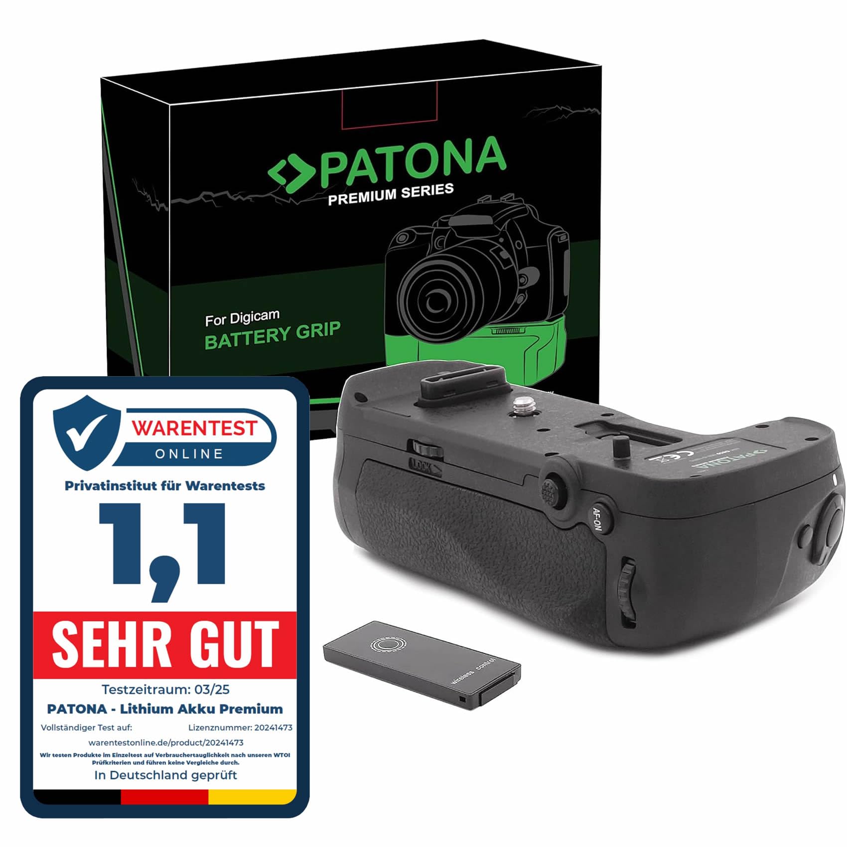 PATONA Poignée d'alimentation 1493 – Remplacement pour Nikon MB-D18 – pour Nikon D850 – avec télécommande 2,4G – pour 1x EN-EL15 / EN-EL18A ou 8X Piles AA – Meilleure Prise en Main en Mode Portrait | PATONA poignée d’alimentation – meilleure prise, plus d