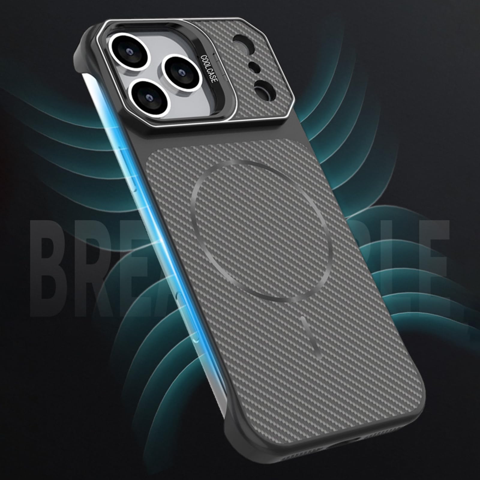 Magnética Funda para iPhone 18 Pro Max/18 Pro, Fibra Carbono Patrón