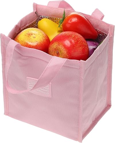 Miniatura 5 de PATIKIL Bolsas de almuerzo aisladas, paquete de 2 bolsas de almuerzo de 10 x 6 x 13 pulgadas, 8 x 5 x 9 pulgadas, reutilizables, térmicas, bolsas