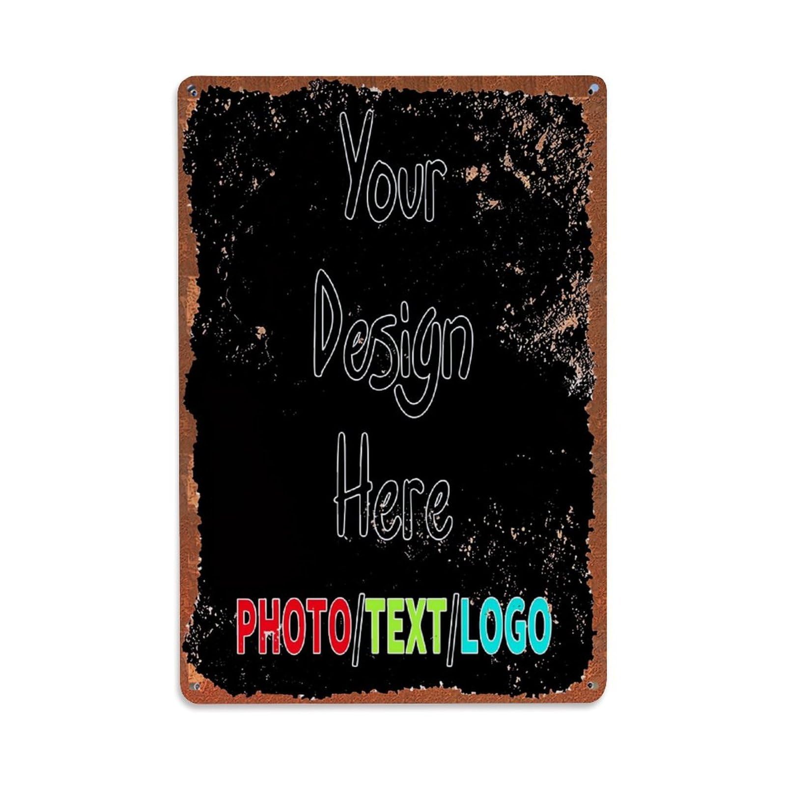 Jdfenggu Vintage Your Design Here Template Retro Metal Tin Sign, Metal Poster For Bar, Home, Man Cave, Kitchen, Laundry Room Art Decor 8X12 Inch