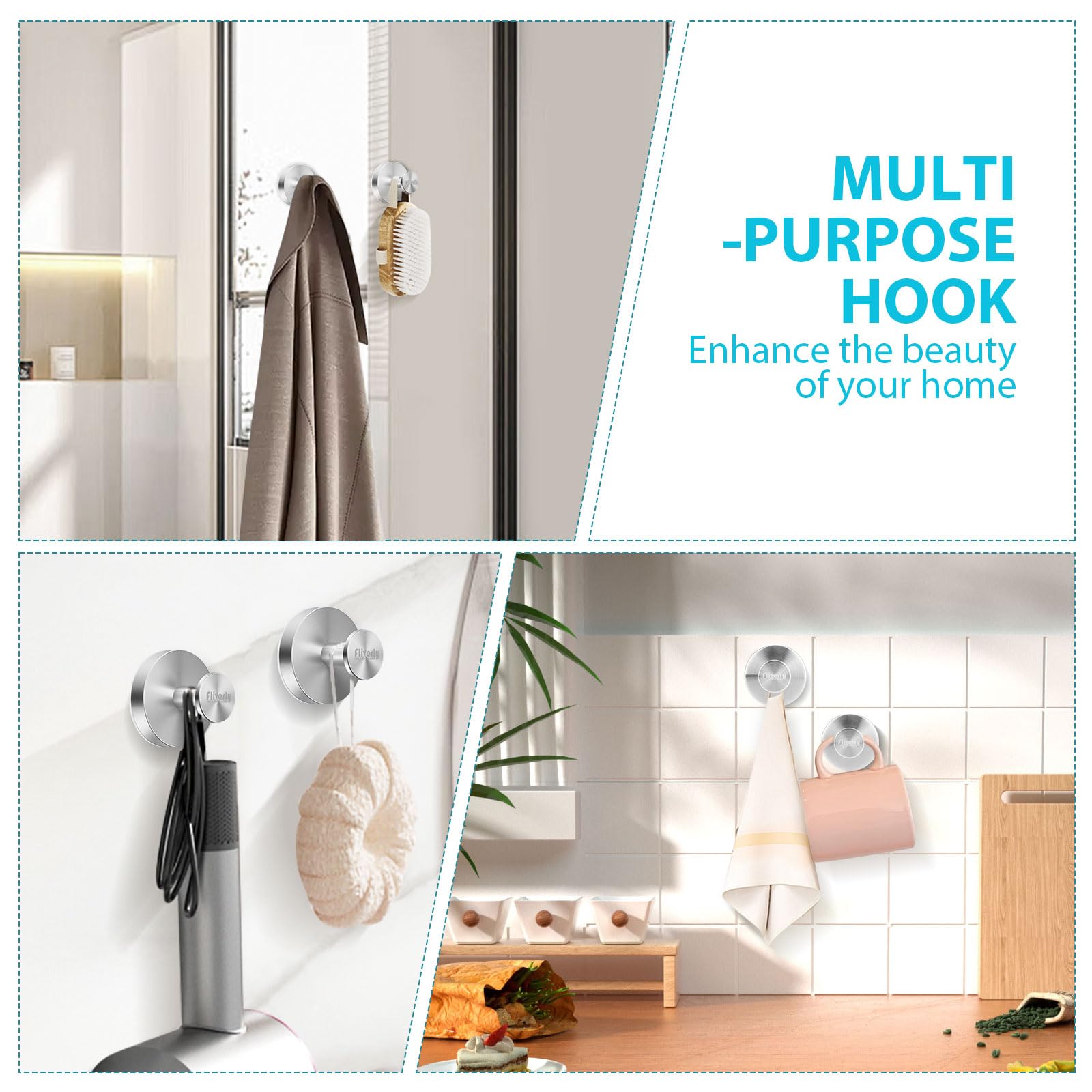 Ganchos con ventosa para ducha, ganchos extraíbles para toallas de baño, ventana, puerta de cristal, gancho para colgar bata de baño, impermeable, resistente, 2 paquetes, plateado