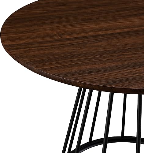 Miniatura 8 de Walker Edison Vivv - Mesa de comedor redonda moderna con base de metal, 40 pulgadas, nogal oscuronegro
