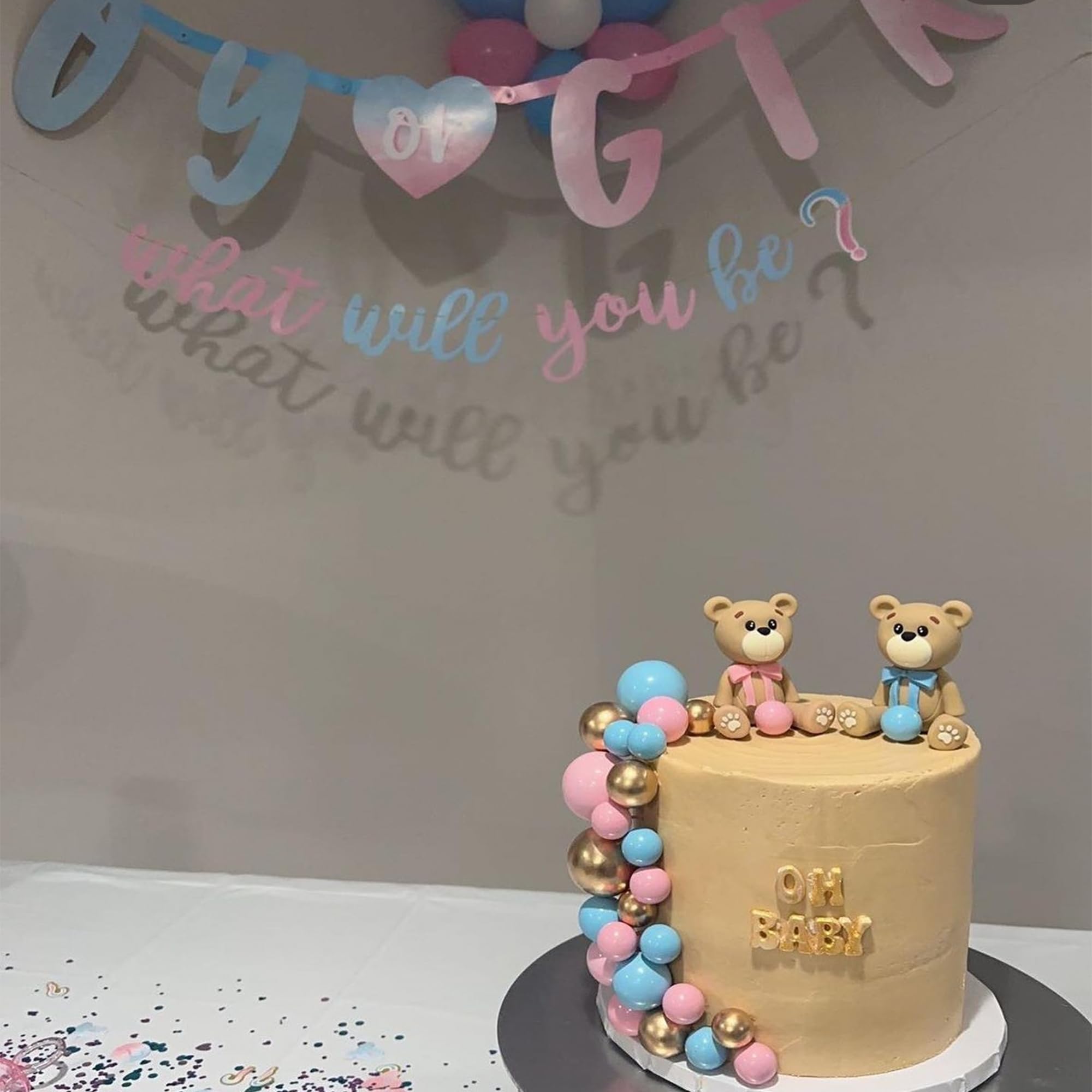 Gender Reveal Cake Toppers – Bear & Balls Decorations For Baby Shower, Birthday Parties - View #7