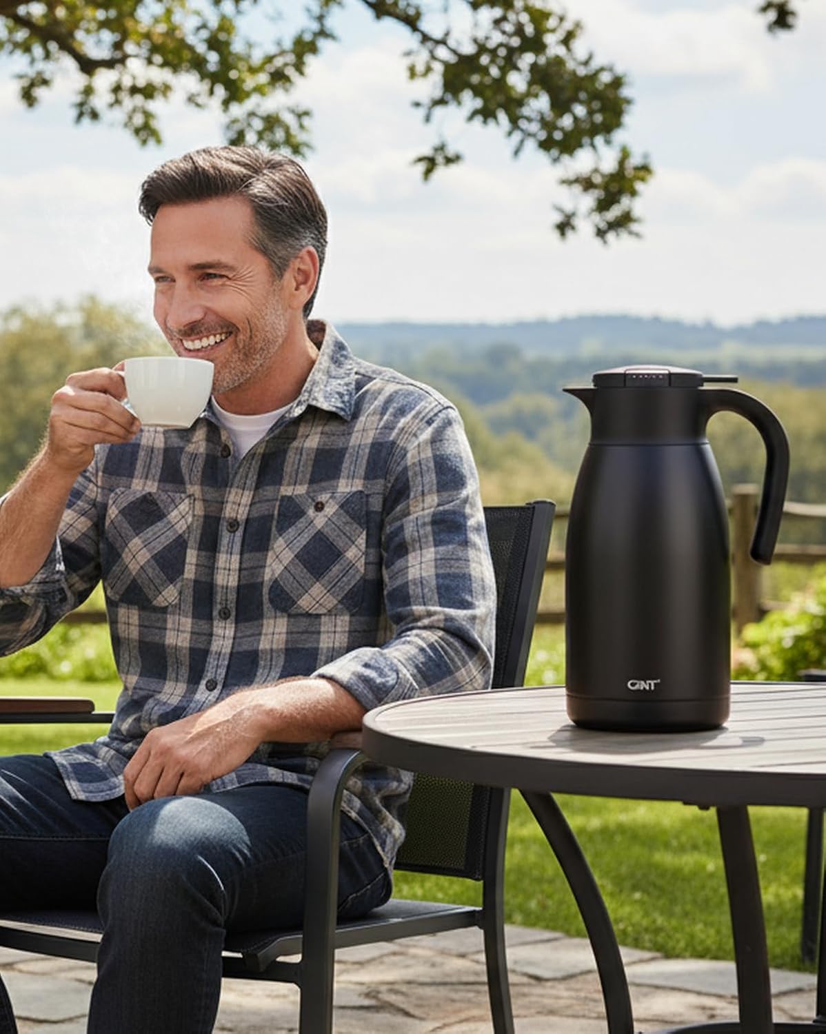 GiNT 1.9L / 64Oz Thermal Coffee Carafe, Insulated Stainless Steel Coffee Carafes for Keeping Hot/Double Walled Vacuum Thermal Carafe (Black) - Image 8