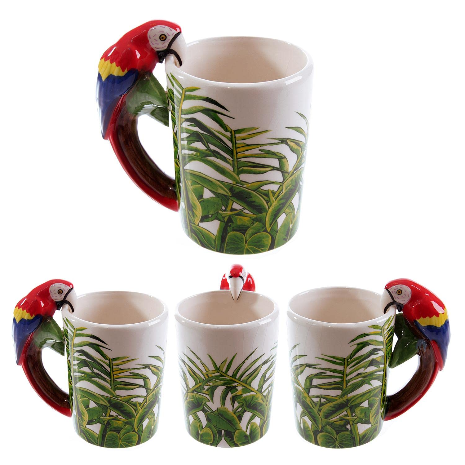 Papageien-Tasse Mit 3D-Henkel, 300 Ml Fassungsvermögen, Aus Keramik, Handbemalt, In Geschenkbox