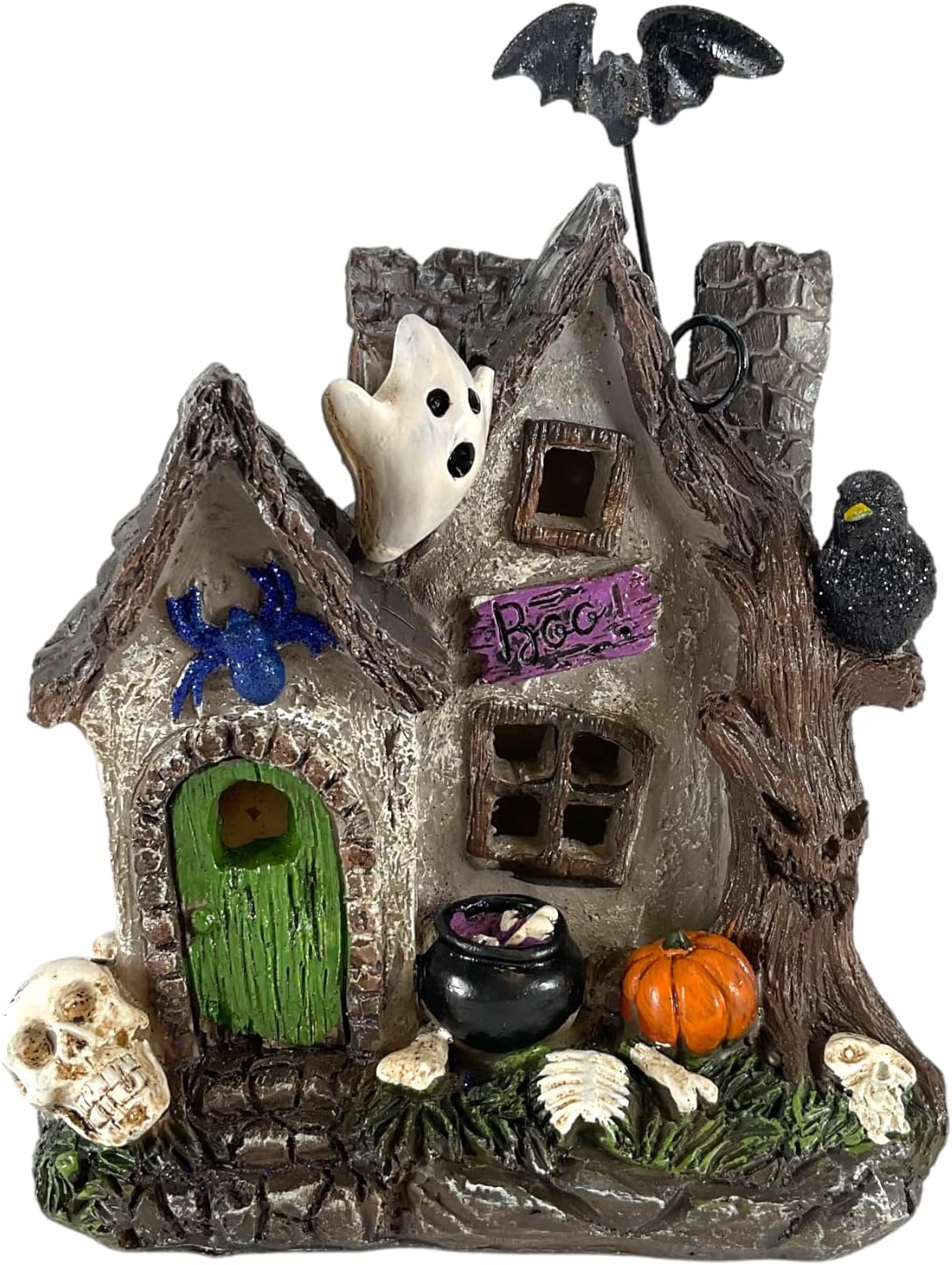 Halloween Haunted Houses Lighted Building Figurine 5.75 to 7 Inches Tall (Boo)