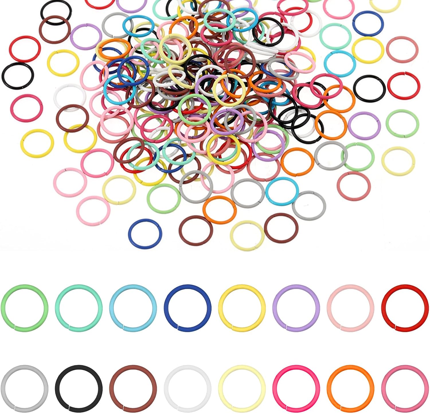 300 PCS Colored Open Jump Rings 10mm O Keychain Rings Small Jewelry Making Connectors DIY Necklace Rings for Bracelet Findings Charm Pendant Bead Craft Lobster Clasps Dog Tag Supplies