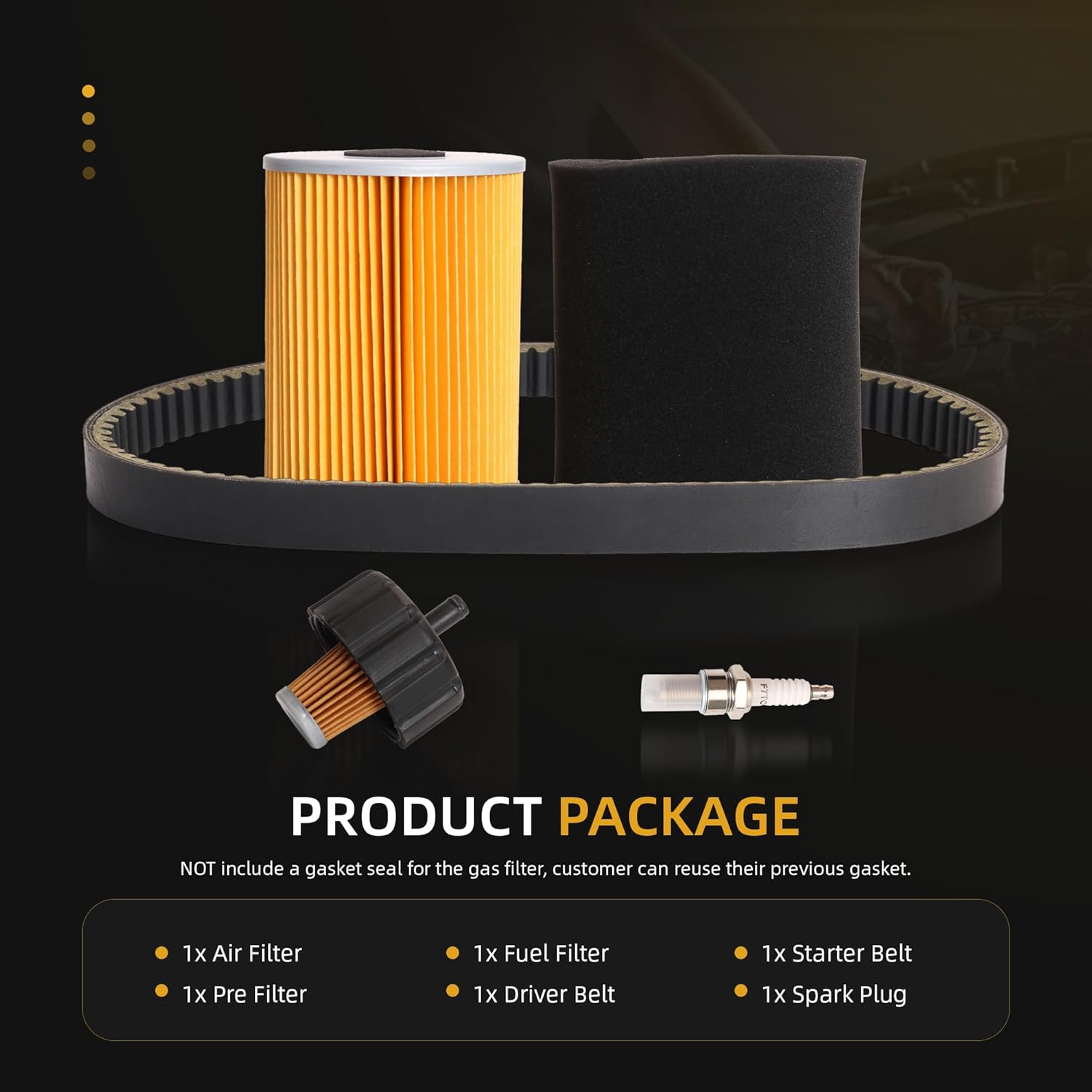 Tune Up Kit Drive Start Belts, Air Filters, Fuel Filter, Spark Plug Compatible with Yamaha G2 G5 G8 G9 G11 Golf Cart 1985-1995 Replace OE# J38-14450-00 J10-14417-01