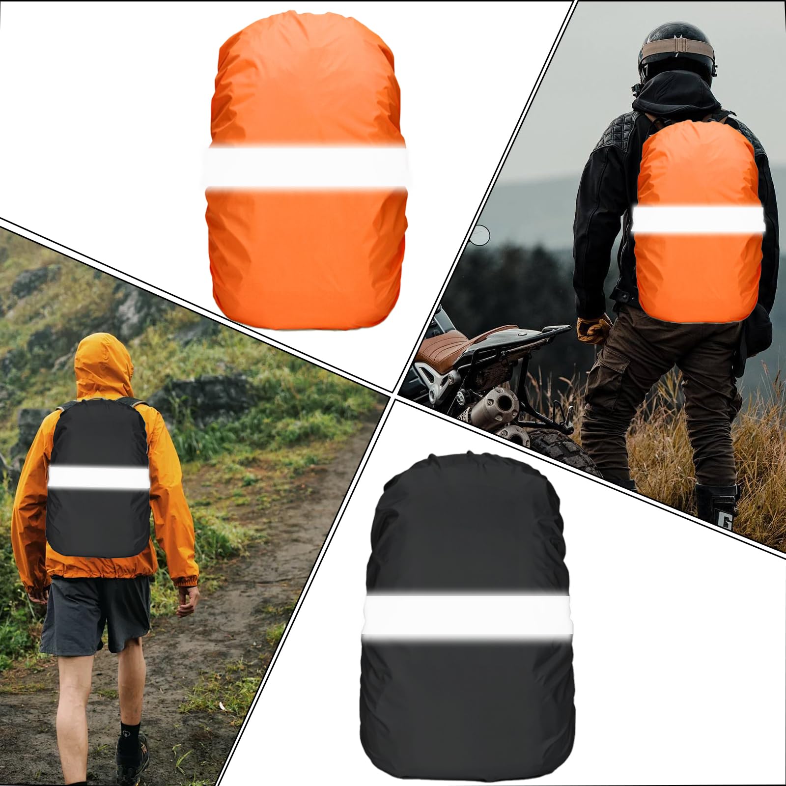 BDSHUNBF 2 Pcs Funda Impermeable para Mochila, Reflectante Funda Mochila Impermeable, Cubierta de Bolsa Protector de Lluvia con Banda Reflectante para Camping Actividades al Aire Libre, 40-50L