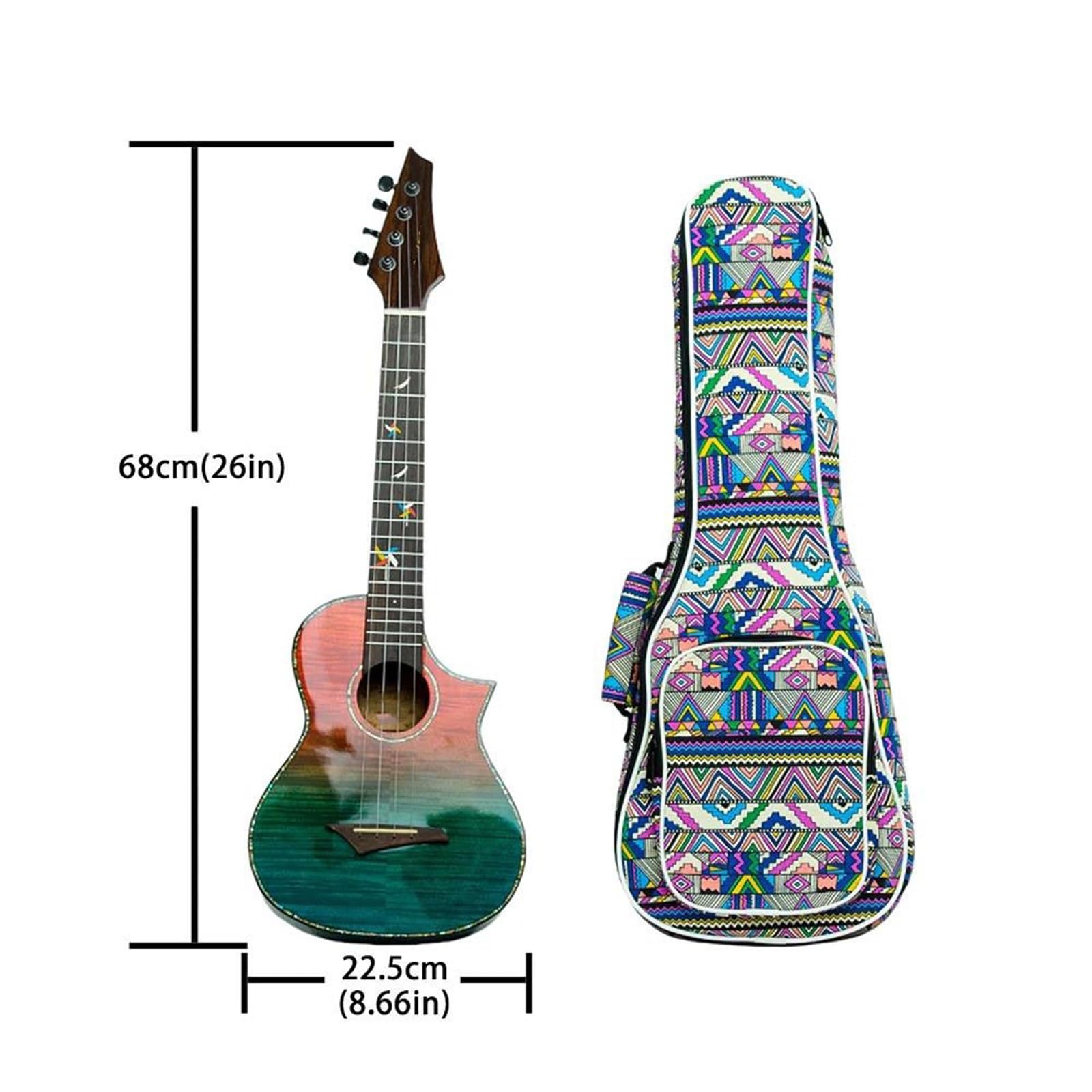 Ukulele 26calowe Ukulele Tenorowe Ze Stabilną Jakością Dźwięku I Pogrubioną Kolorową Torbą Koncertową