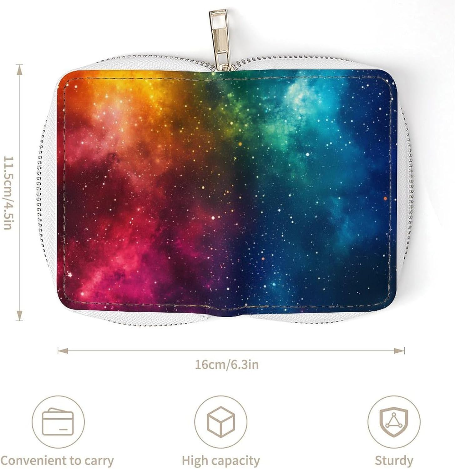 Rainbow Glitter Galaxy Small Business Credit Card Holder Wallet with 20 Card Slots Case Coin Purse Pouch