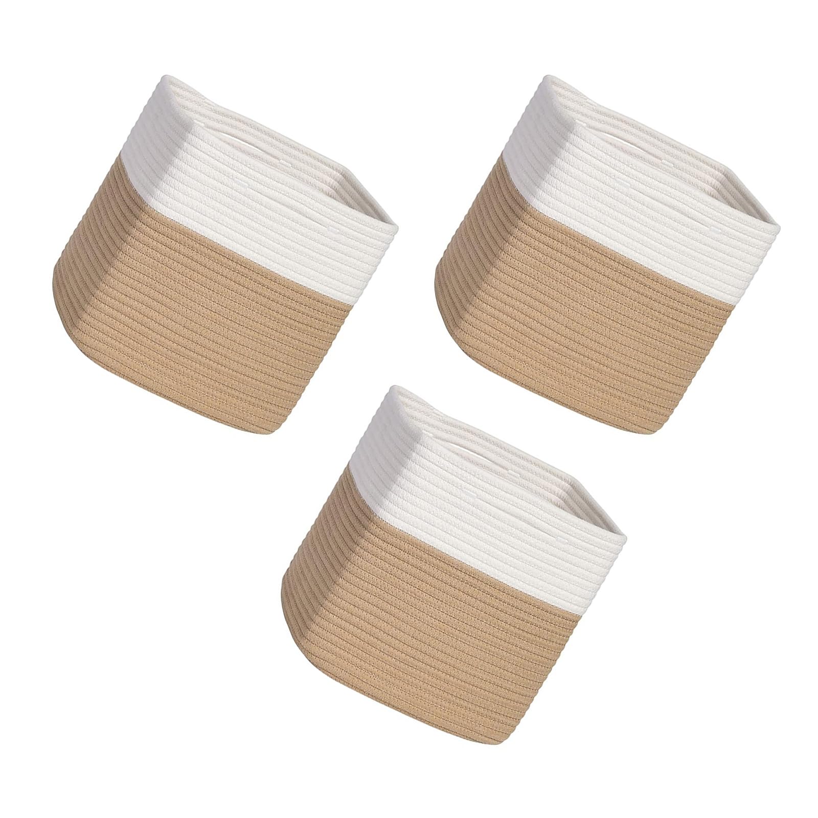 EXQIOUR Of 3 Natural Fiber Baskets Ideal Use for Wardrobe Shelves and Closet Organization Nursery Storage Basket