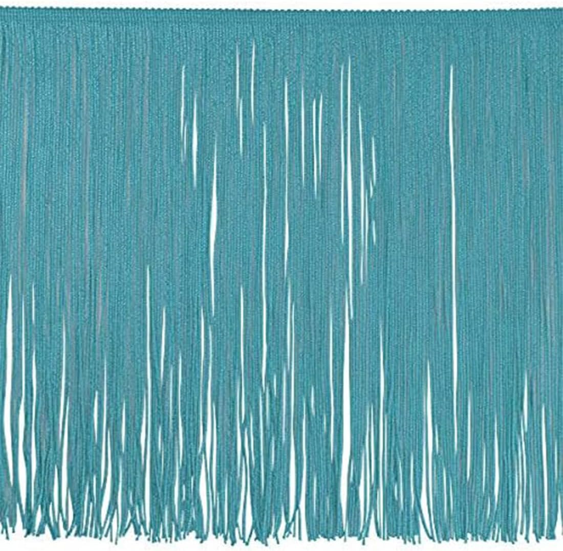 Trims By The Yard 12" Chainette Fringe Trim, Polyester-Made Decorative Fringe Trim, For Costumes, Home Decor, and Party Decorations, Durable Fringes, 20-Yard Cut, Turquoise