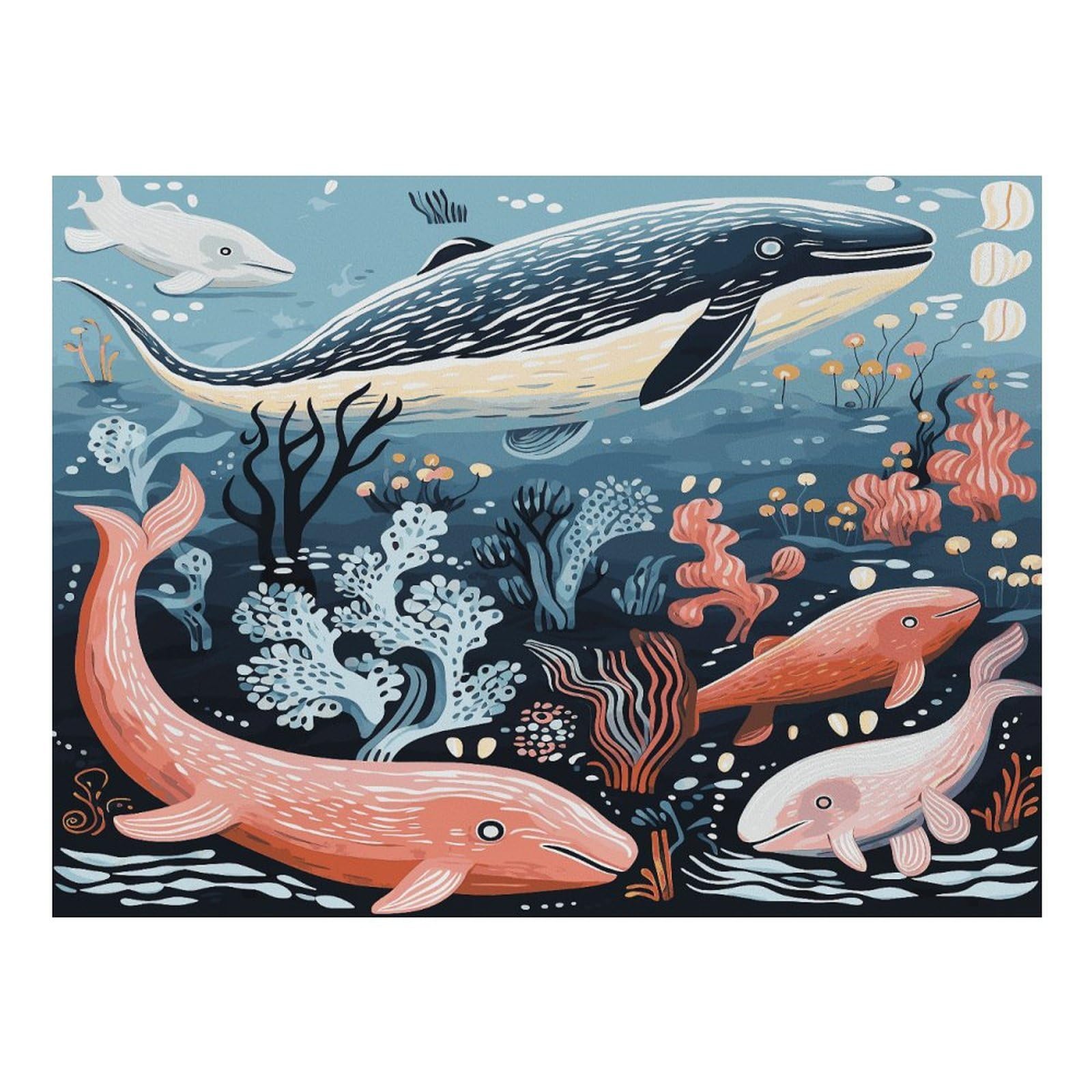 Tapis de nourriture pour chat et animal de compagnie avec baleine, poulpe, poisson, antidérapant, facile à nettoyer pour la nourriture et l'eau, tapis de gamelle pour chien et chat, 61 x 81,3 cm