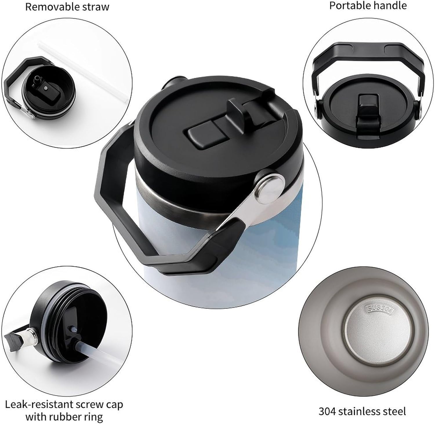 Winter Mountains Snow Scene Water Bottle 30 Oz Fits Car Cup Holder,Insulated Coffee Mug Large Capacity Car Cups,Stainless Steel Double Wall Sport Bottle for Travel Sports Gym