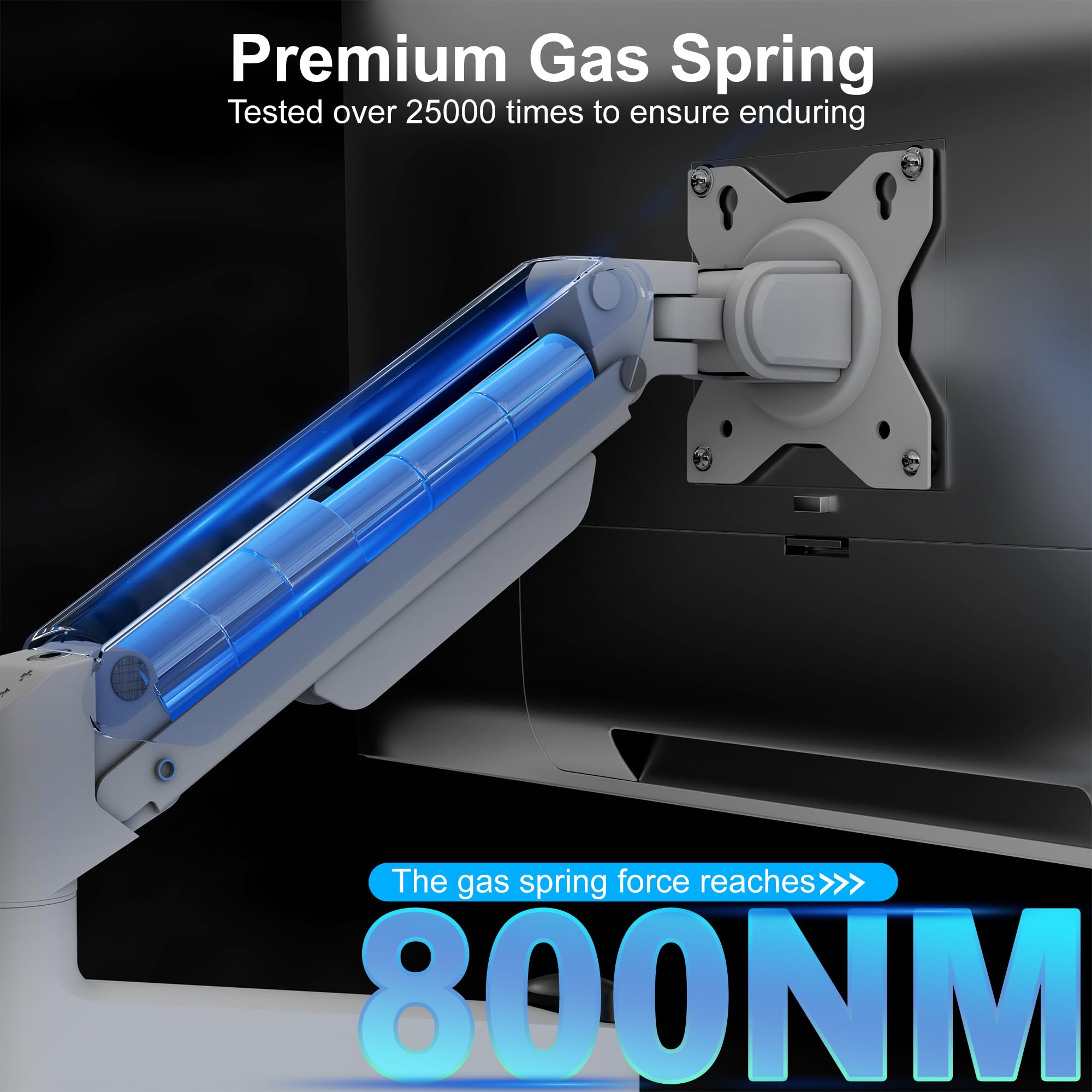 ETHU Braccio singolo per monitor, resistente supporto per monitor con molla a gas con regolazione in altezza e inclinazione, supporto da scrivania VESA con doppia opzione di installazione per schermi