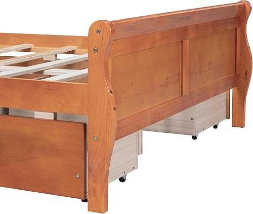 Miniatura 44 de Cama de plataforma de madera de tamaño individual con cabecera en forma de casa, soporte de listones de madera, para dormitorio de niños, niñas,
