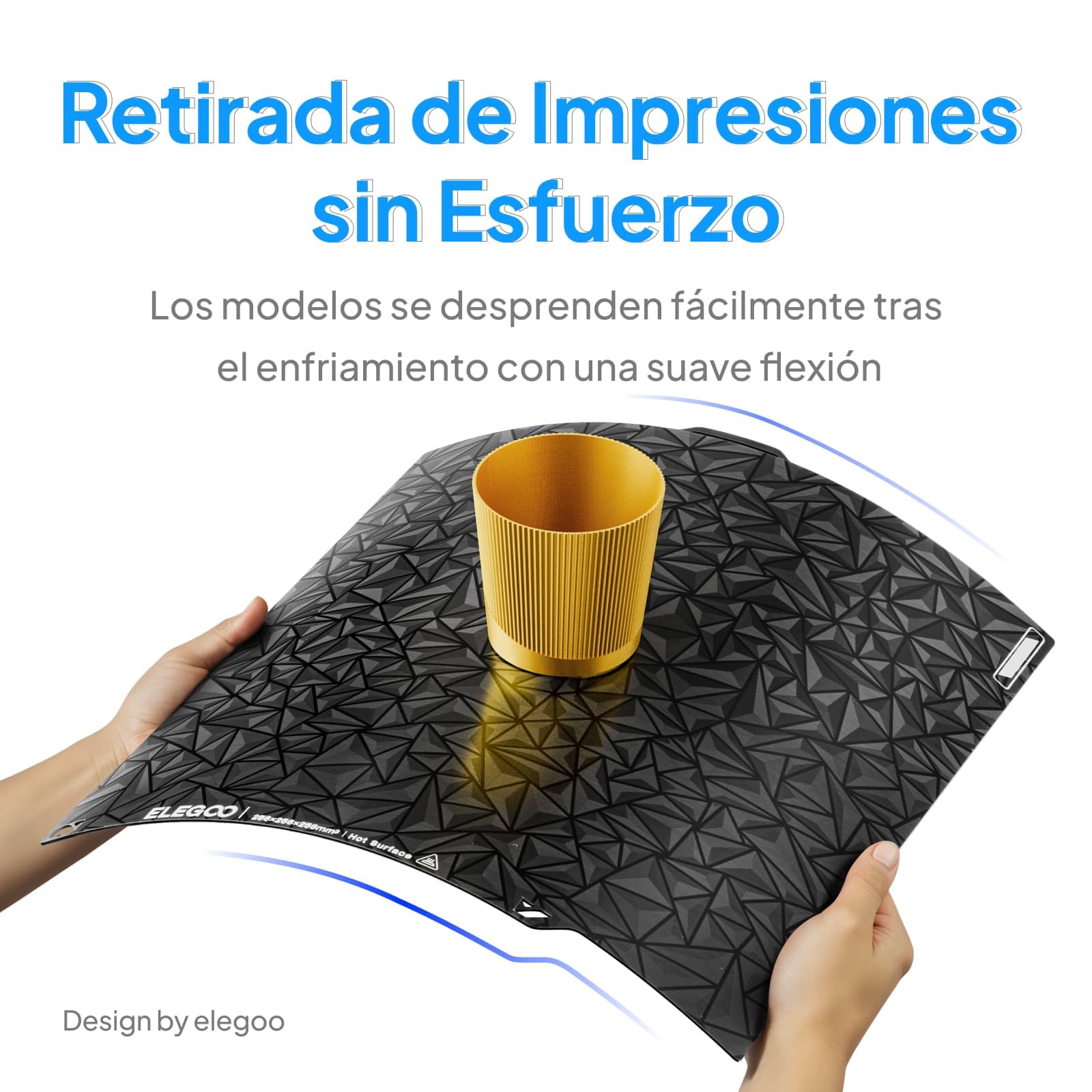 ELEGOO Placa de Construcción PEI para Impresora 3D 256 x 256 mm, 3 Láminas Flexibles de Acero Magnético con Texturas Diferentes, Cama de Impresión de Acero Elástico para la Serie Centauri