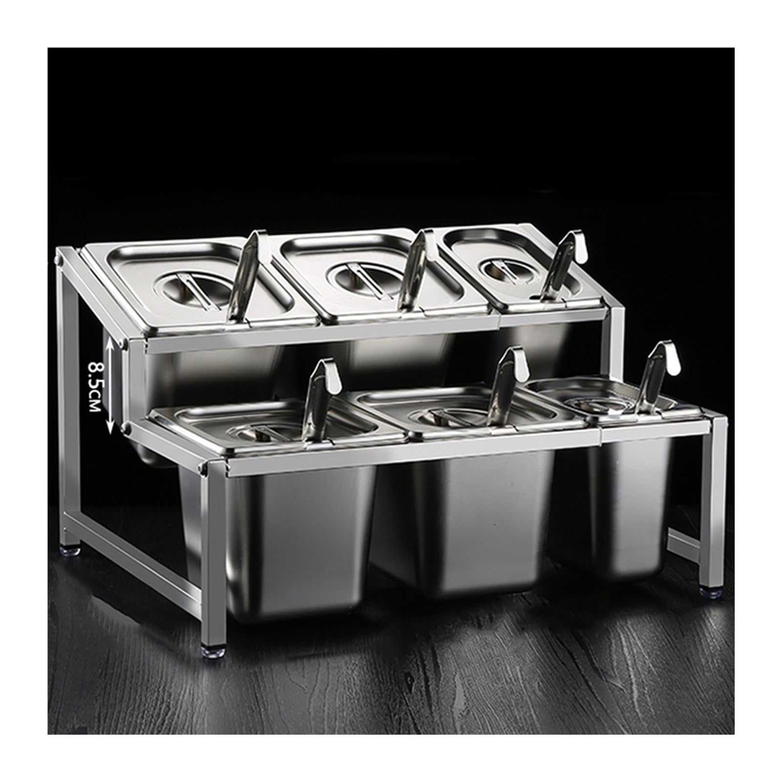 GTHTUHFD Expandable Stainless Steel Spice Rack – Commercial Spice Nizer For Kitchen, Bar & Restaurant – Angled Containers For Sauces, Dressings & Jams,Silber-47x35x27.5cm