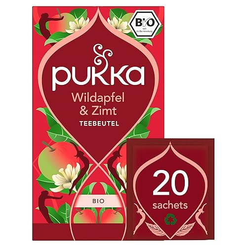 Pukka Tee, Bio-Gewürz-Früchtetee "Wildapfel & Zimt", Wildapfel, Orangenschale & Zimt, Für kleine Abenteuer im Alltag, 1er Pack, 20 Teebeutel - 20 Stück (1er Pack) - Wildapfel Zimt