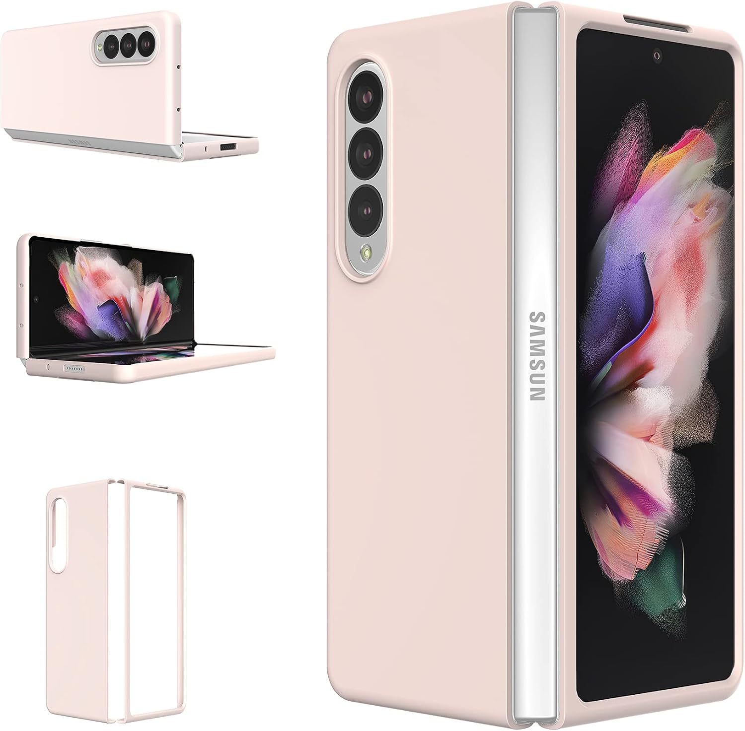Foluu Galaxy Z Fold 3 Case, for Samsung Galaxy Z Fold 3 Slim Phone Case, Premium Thin Full Protection Hard PC with Non-Slip Grip Protective Cover for Samsung Galaxy Z Fold 3 5G 2021 (Pink)