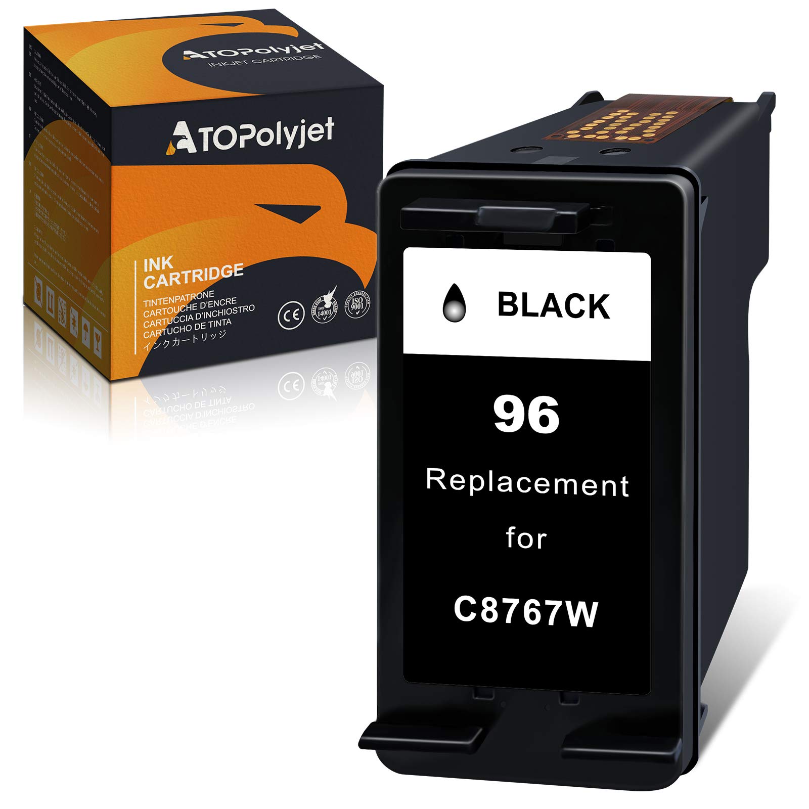 ATOPolyjet Remanufactured Cartridge Replacement for HP 96 Black Ink C9348FN C8767WN for OfficeJet 100 H470 150 6310 7210 7410 DeskJet 6940 6980 PhotoSmart C3180 375 2610 8150 PSC 1510 Printer