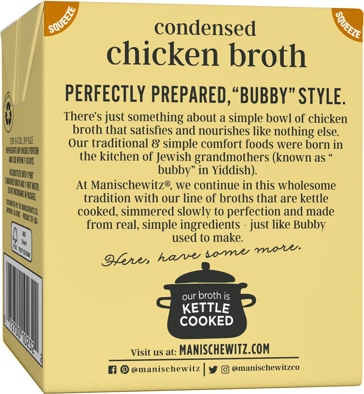 Manischewitz Condensed Chicken Broth 12oz (6 Pack), Flavorful, Kettle Cooked, Slowly Simmered