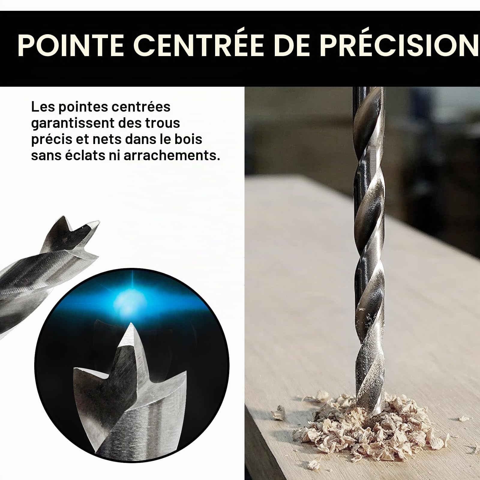 Greywolf Brad Point Lot de 25 forets à bois hélicoïdaux HSS pour le travail du bois, design à double fente, boîte robuste avec index, pour les menuisiers et les bricoleurs (1 mm à 13 mm)