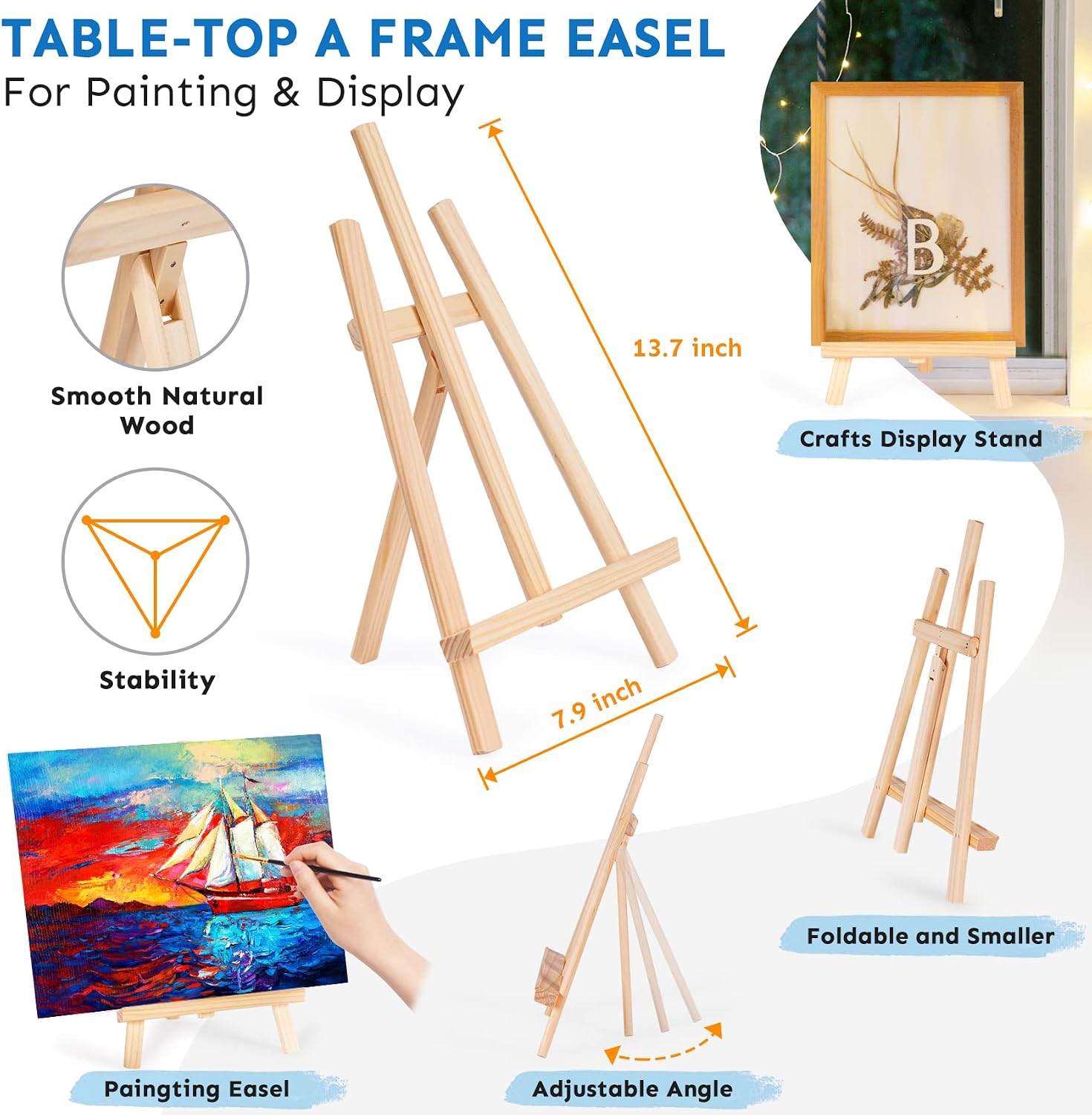 Paint Set, 47 Piece Art Set Paint Easel Includes 24 Non Toxic Paints, Table Top Easel,Art Smock,6 Paint Brushes,12 PCs 8x10 Canvas,Paint Palette,Art Set for Artists (Travel Bag Included)