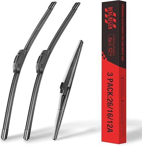 Escobillas de limpiaparabrisas de 26 + 16 + 12 pulgadas de repuesto para Toyota RAV4 2022-2019Mazda 5 2015-2006 + más adaptadores de gancho JU de