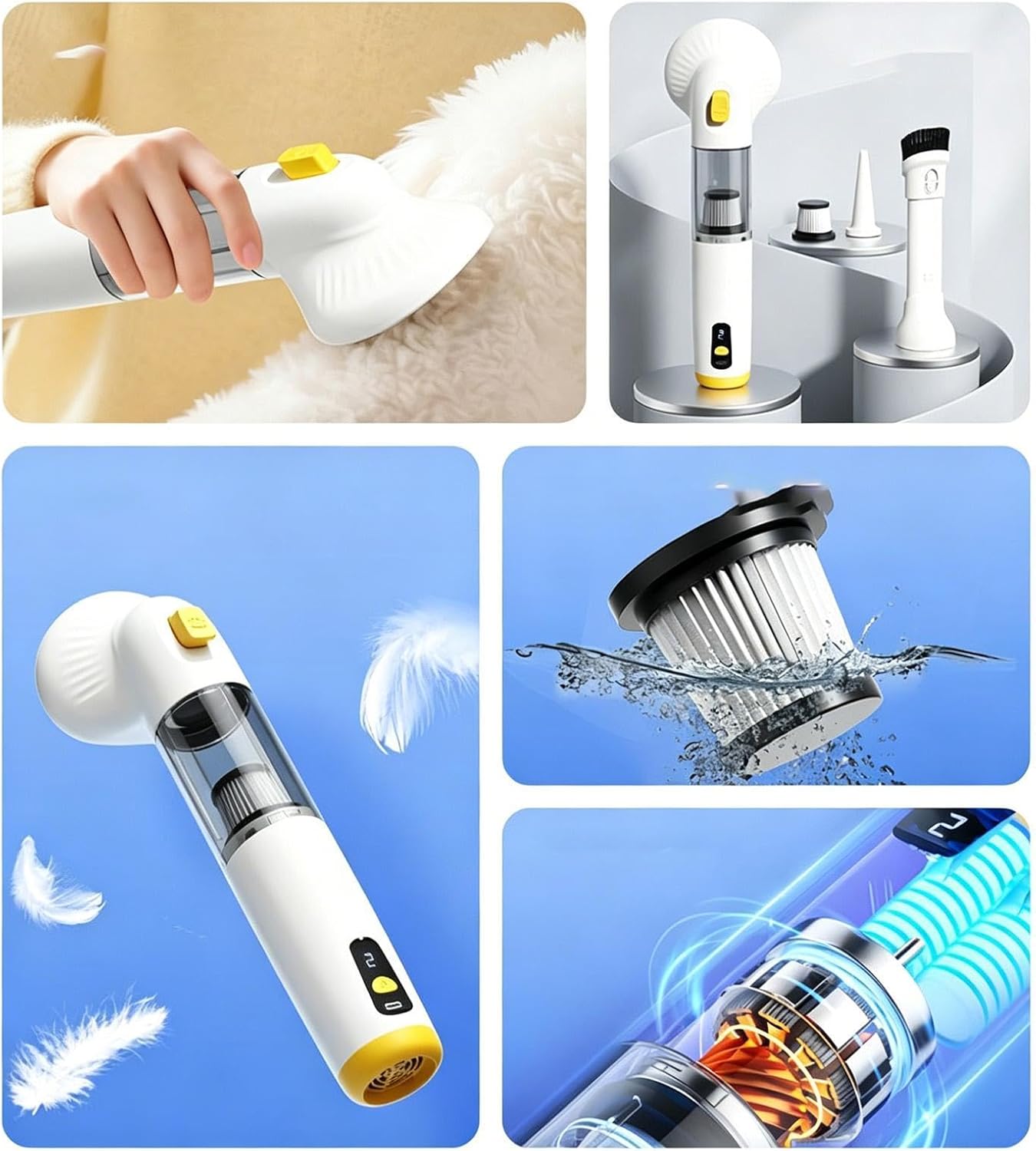 Dog Brush Vacuum - 20cm Multifunctional Dehairer, Portable Cleaner Collector, Effective Shedding Tool, Cat Coat Care | Suction Grooming Device for Car Indoor Home Dorm Office RV Living Room Bedroom
