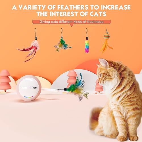Miniatura 3 de Pelota interactiva de juguetes para gatos, juguetes eléctricos automáticos para gatos de interior, luces LED y juguetes, cola de plumas con sonido
