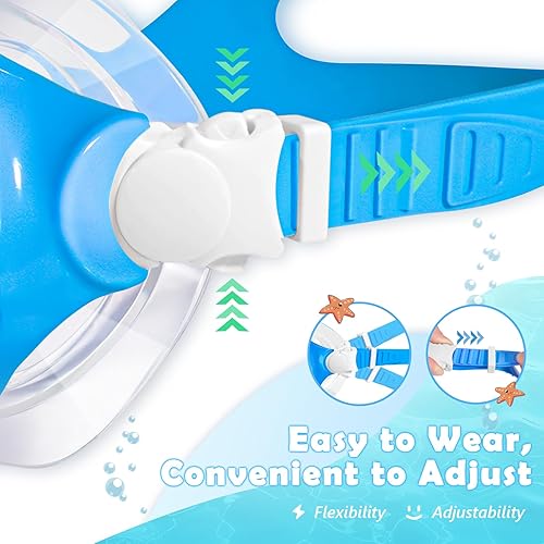 Miniatura 5 de Freela 2 Pack Kids Swim Goggles Mask for Boys Girls 3-14, Tempered Glass Lens 180 HD View with Nose Cover for Pool Beach