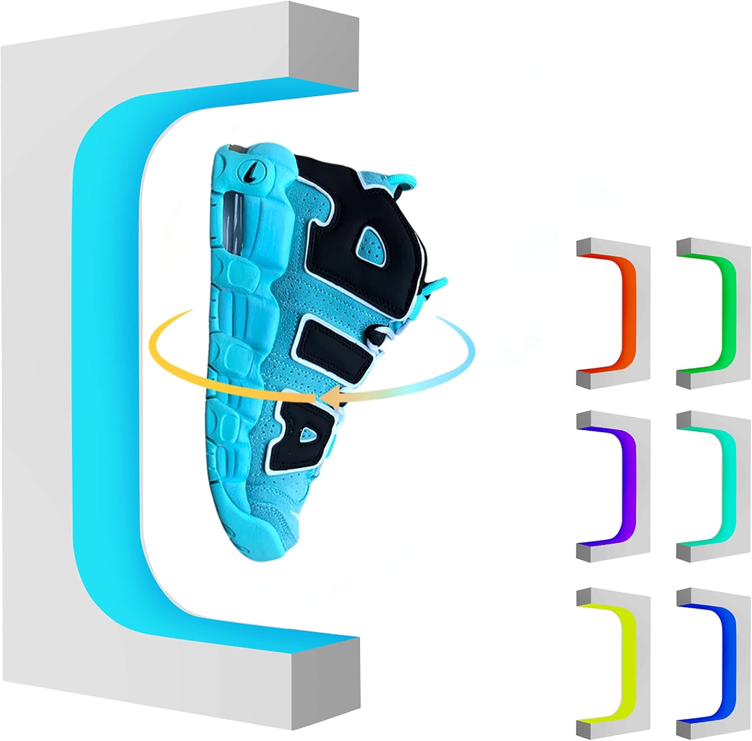 Yegvea White Levitation Shoe Display Stand,Magnetic Levitation Sneakers Stand with 16 Colors Remote Control and 360° Swivel Suspension for Storefront Home Decor 16 Colors(W)