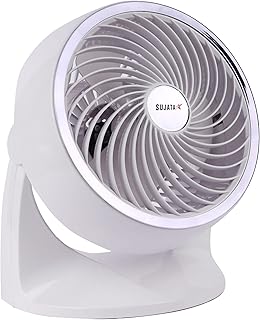Sujata Table Fan for Home | 2100 RPM, 2 Years Warranty | Small Table Fan High Speed for Home, 180 mm Compact Fan with Balanced Blades, Adjustable Tilt, Portable (SAP1800 HS - White)