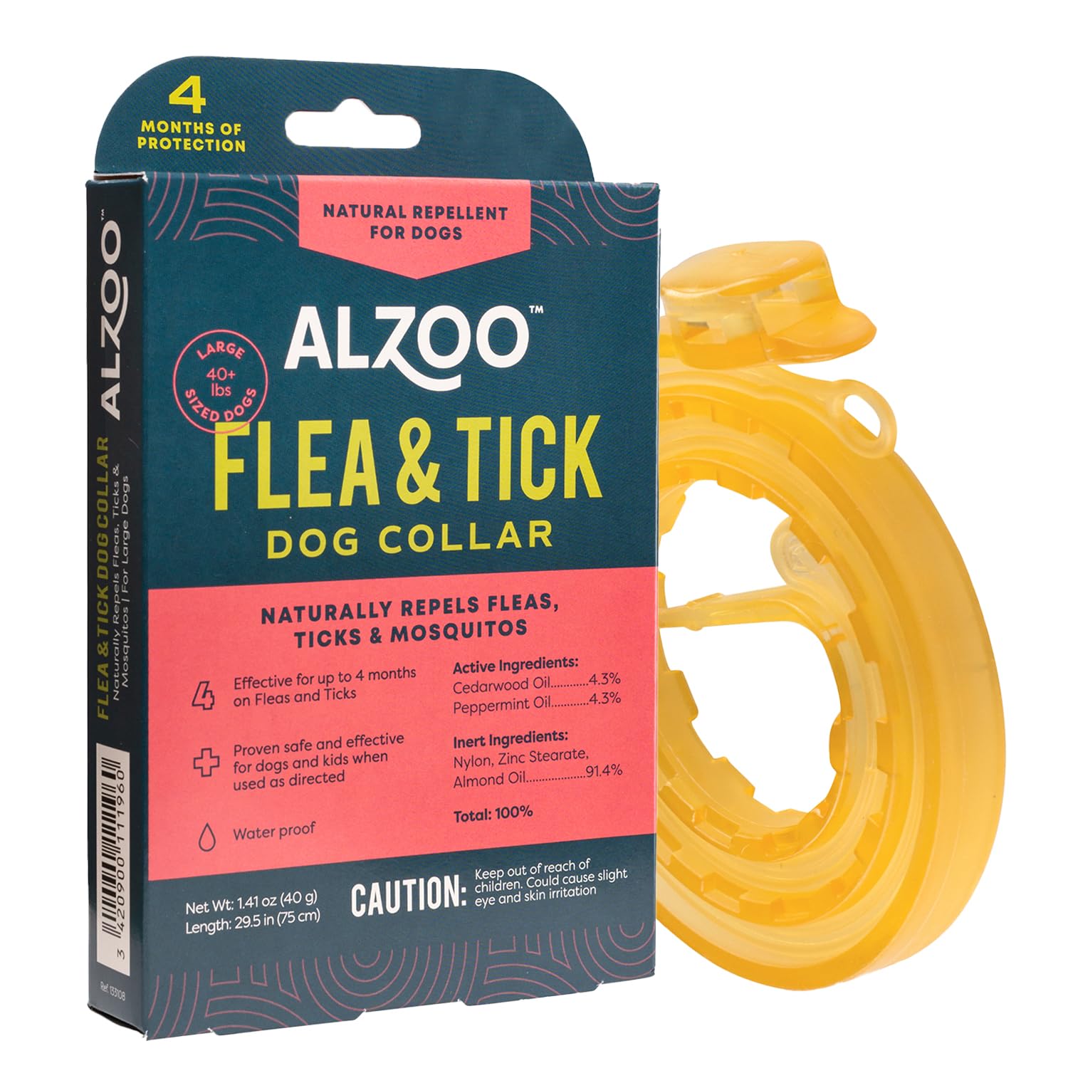 Collier Alzoo Diffusing Dog Collar Grand Chien Orange anti-parasites
