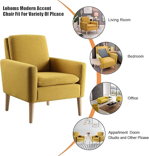 Miniatura 49 de Silla moderna Lohoms con tela decorativa cómodo sofá individual tapizado Silla con descansa brazos para sala., Madera, Negro Gris