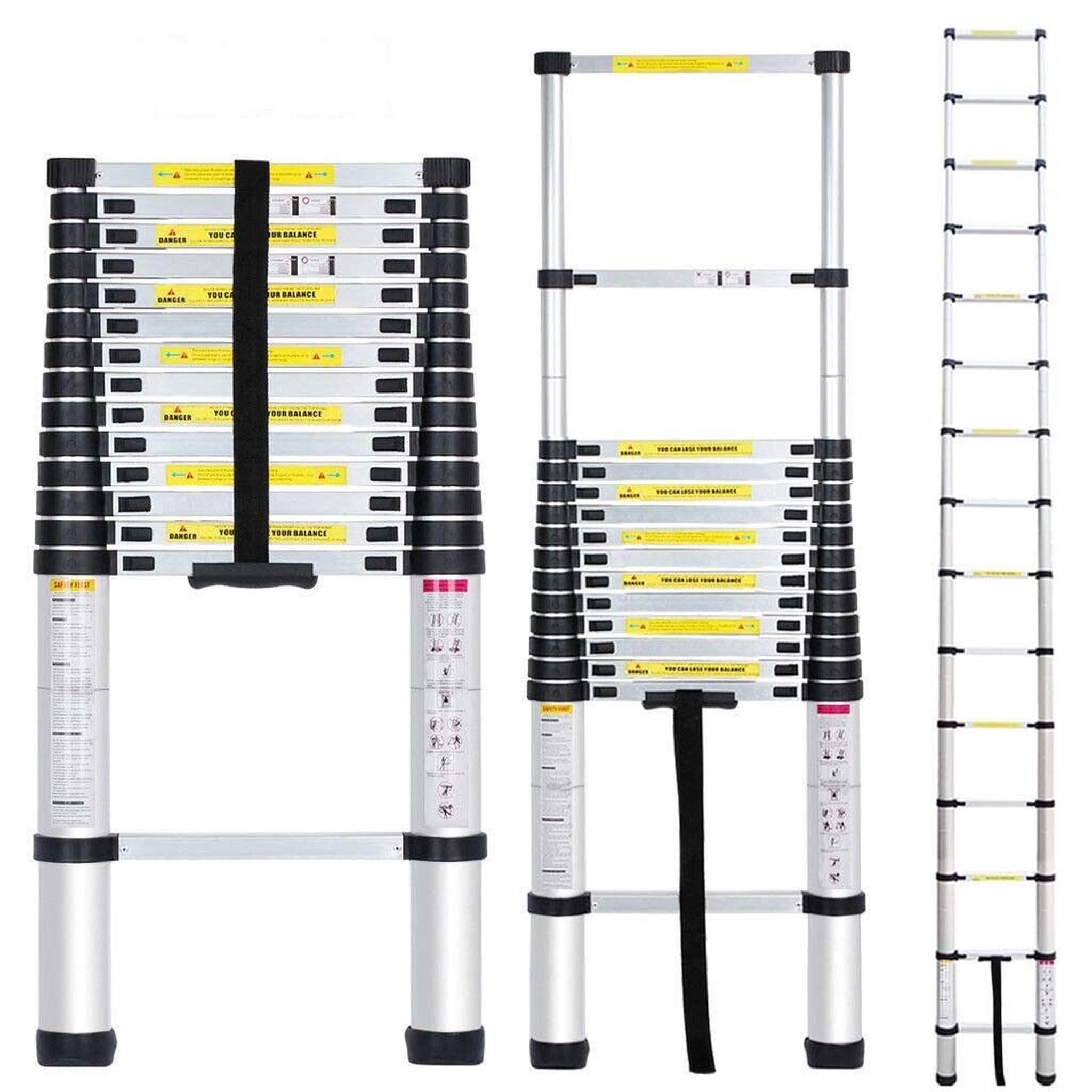 Smarty 4.4M Telescopic Aluminium Ladder, Foldable Extendable Heavy Duty Portable Extension Ladder with Anti-Slip Steps & Safety Lock, 150kg Load Capacity for Home & Industrial Use-image-30