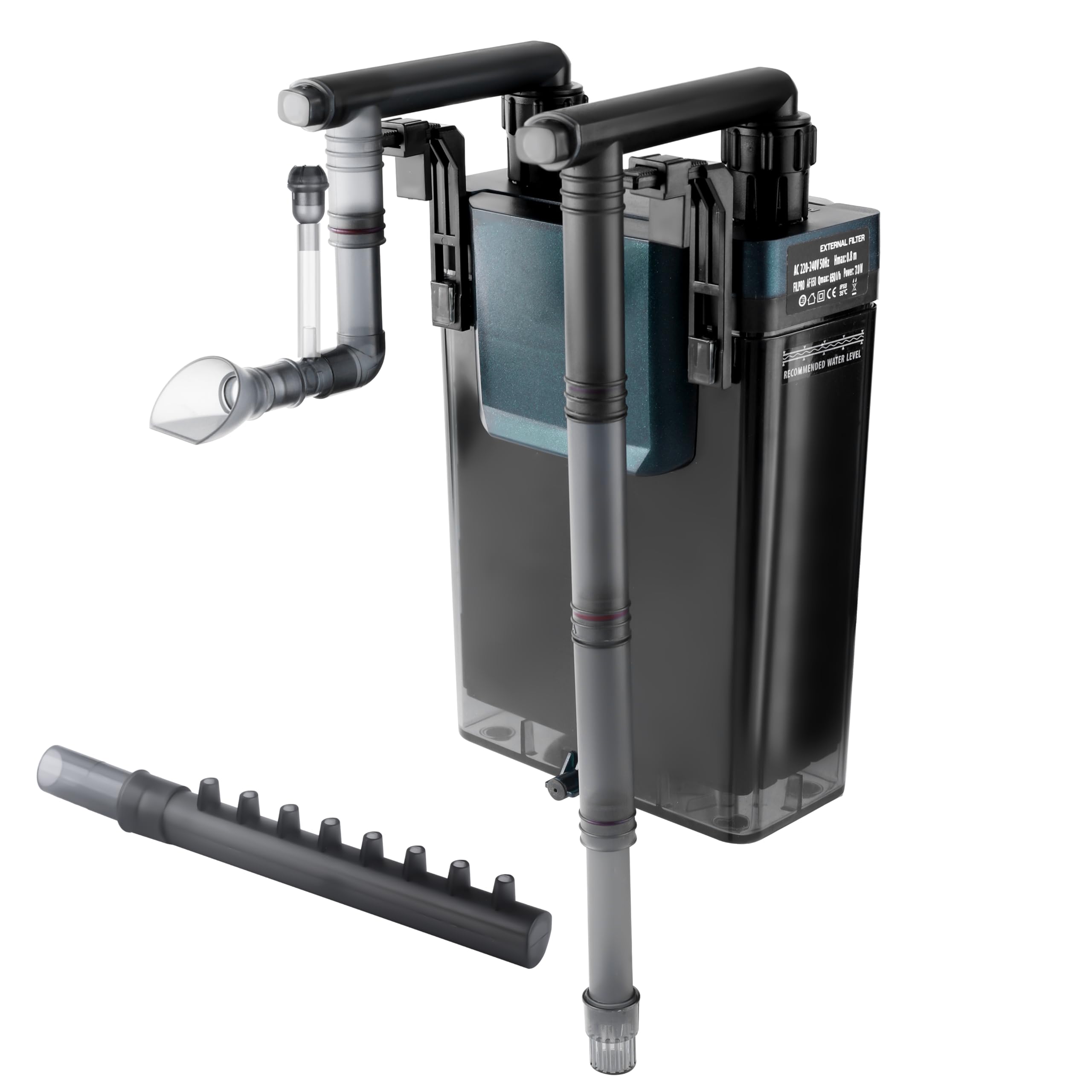 Aquariumfilter 650L/h, leiser Außenfilter mit mehrstufiger Filterung, einstellbarem Durchfluss & Sauerstoffzirkulation, Hang-On-Back-Filter für 106–231L Aquarien