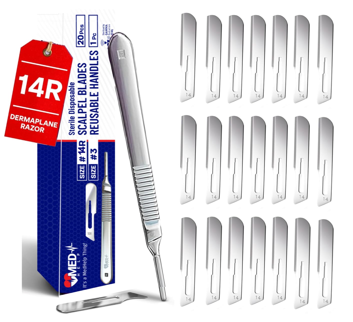 14R Blades Dermaplaning Scalpels with Dermaplane Handle, Pack of 21 Dermaplane Razor for Women Face with Stainless Steel Scalpel Handle 3 - Dermaplaning Tool for Face