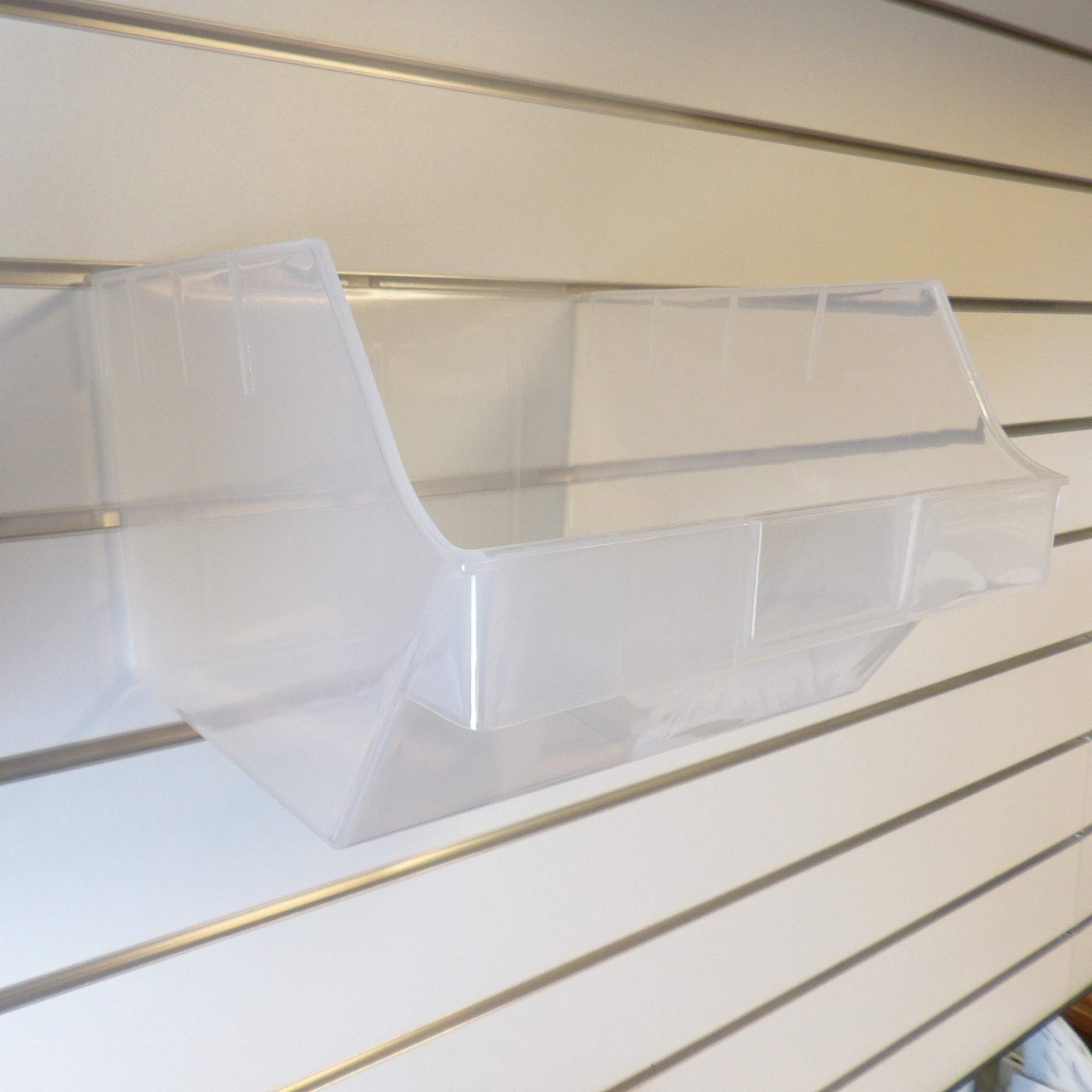 CompleteShopfittings NEW LARGE HEAVY DUTY BIG STORAGE BOX SLATBOX SHELFBOX SLATWALL DISPLAY (Clear, 1)