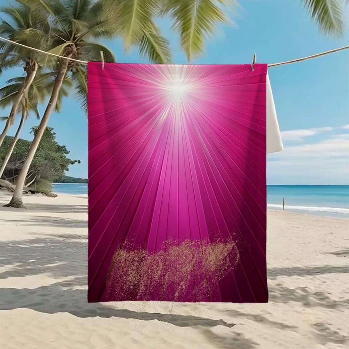 Telo Mare XXL 220x100cm/35x70cm, 2 Set Telo Mare Microfibra Rosa Asciugamano Palestra Uomo, Antisabbia, Leggero, Asciugatura Rapida, Teli da Spiaggia Grandi Accessori per Camping Natation Yoga G-51