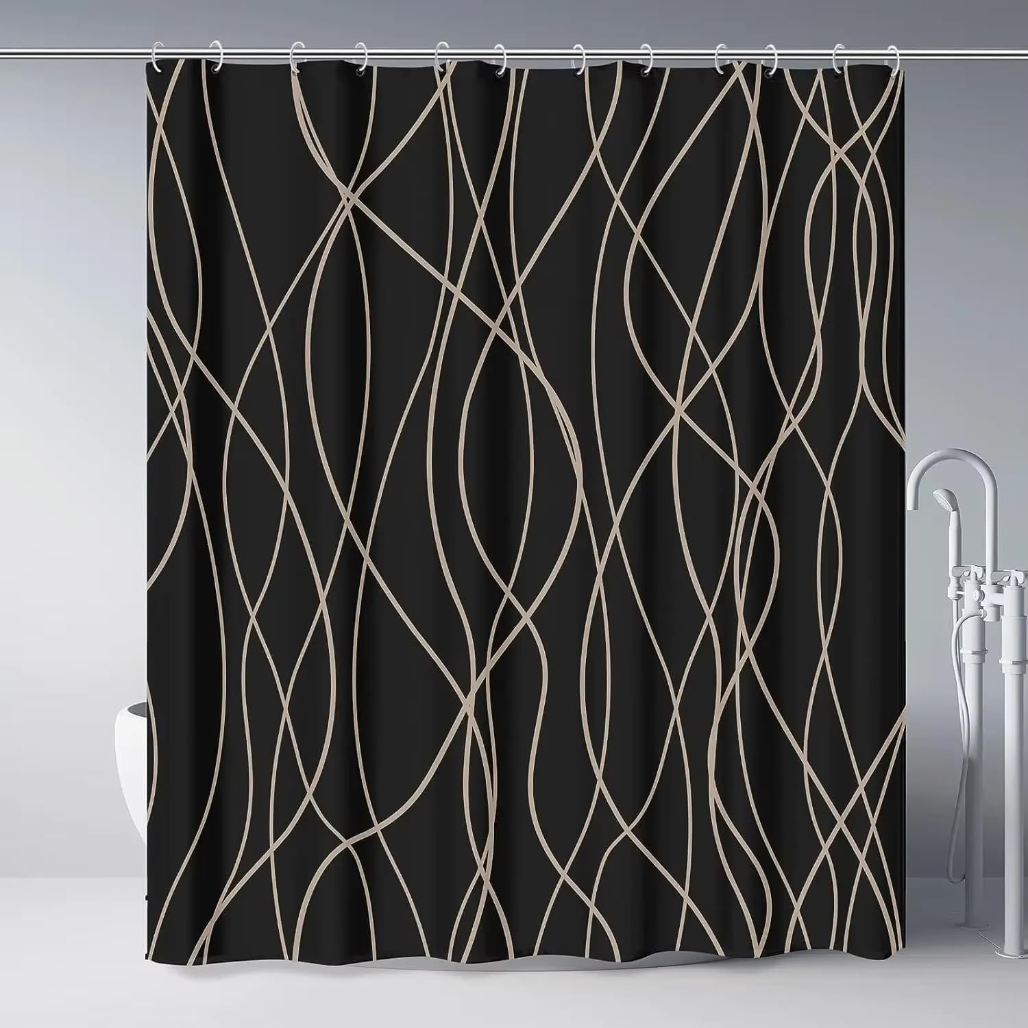 Rideau de douche moderne et abstrait haut de gamme en tissu imperméable 150x210cm