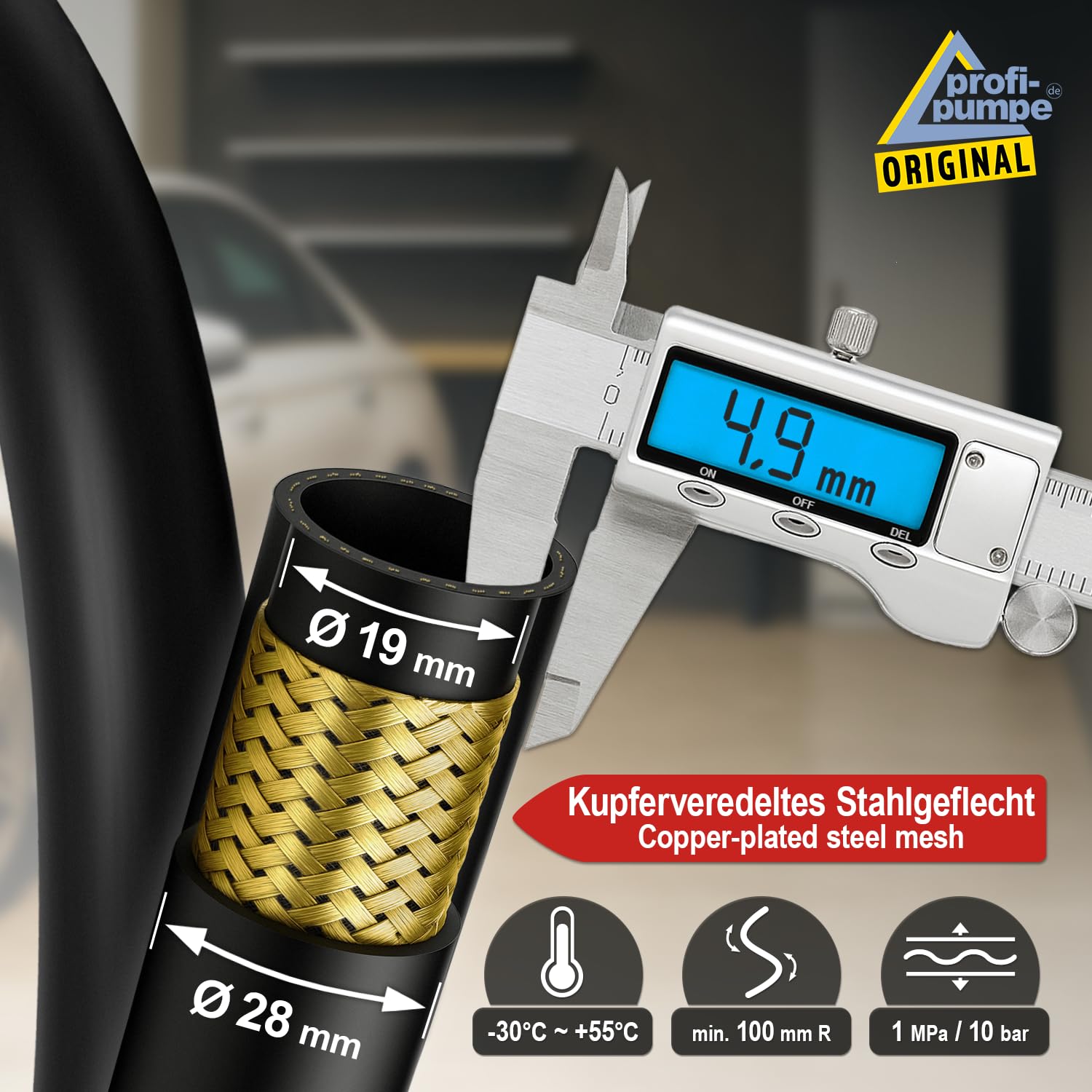 Tubo diesel, 19 mm, interno, 20 m, per pompa dell'olio, tubo dell'olio, tubo a spirale, tubo di aspirazione/pressione per gasolio, pompa dell'acqua con 2 beccucci da 3/4"