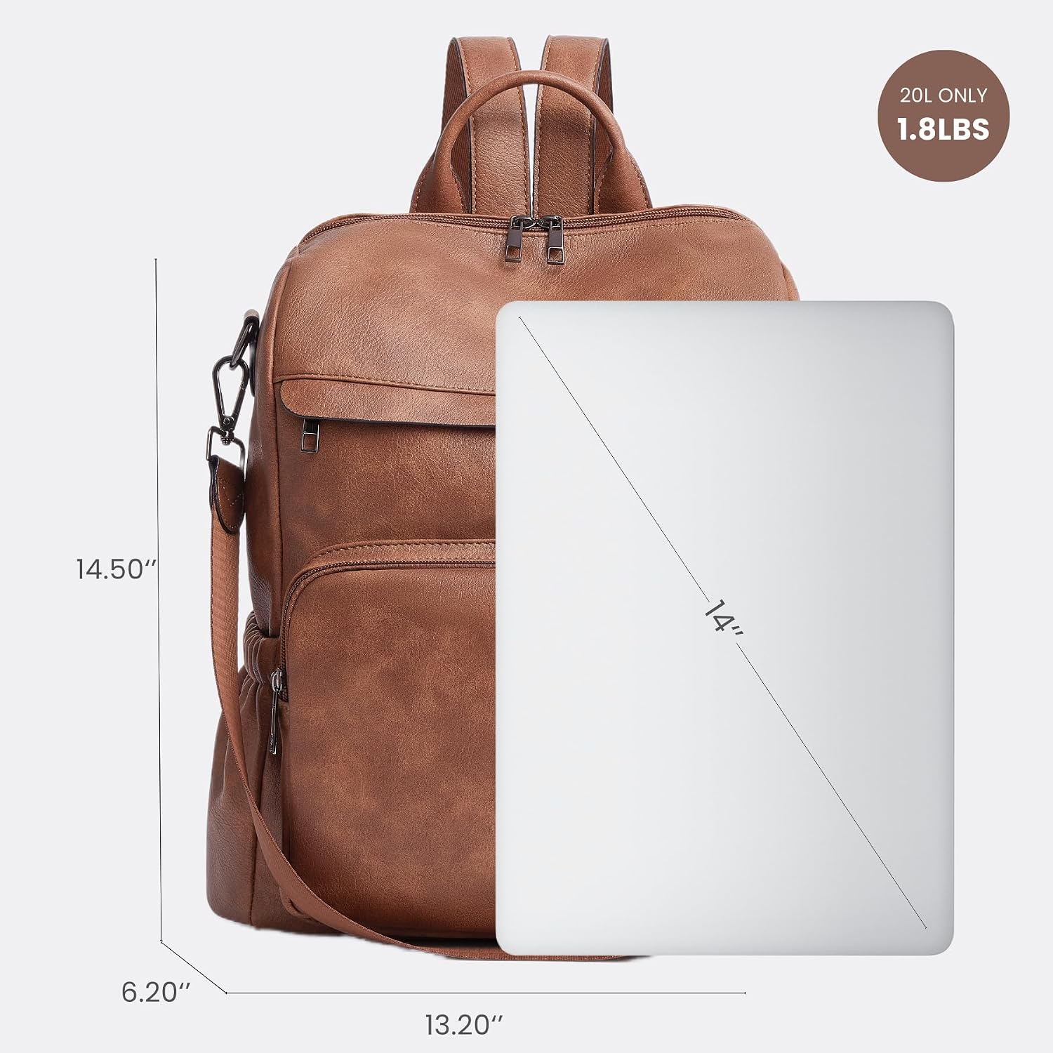 Anti-Theft Backpack Purse for Women, Convertible 3-in-1 Vegan Leather Backpack with Hidden Zipper, Adjustable Shoulder & Crossbody Bag for Travel and Daily Commute